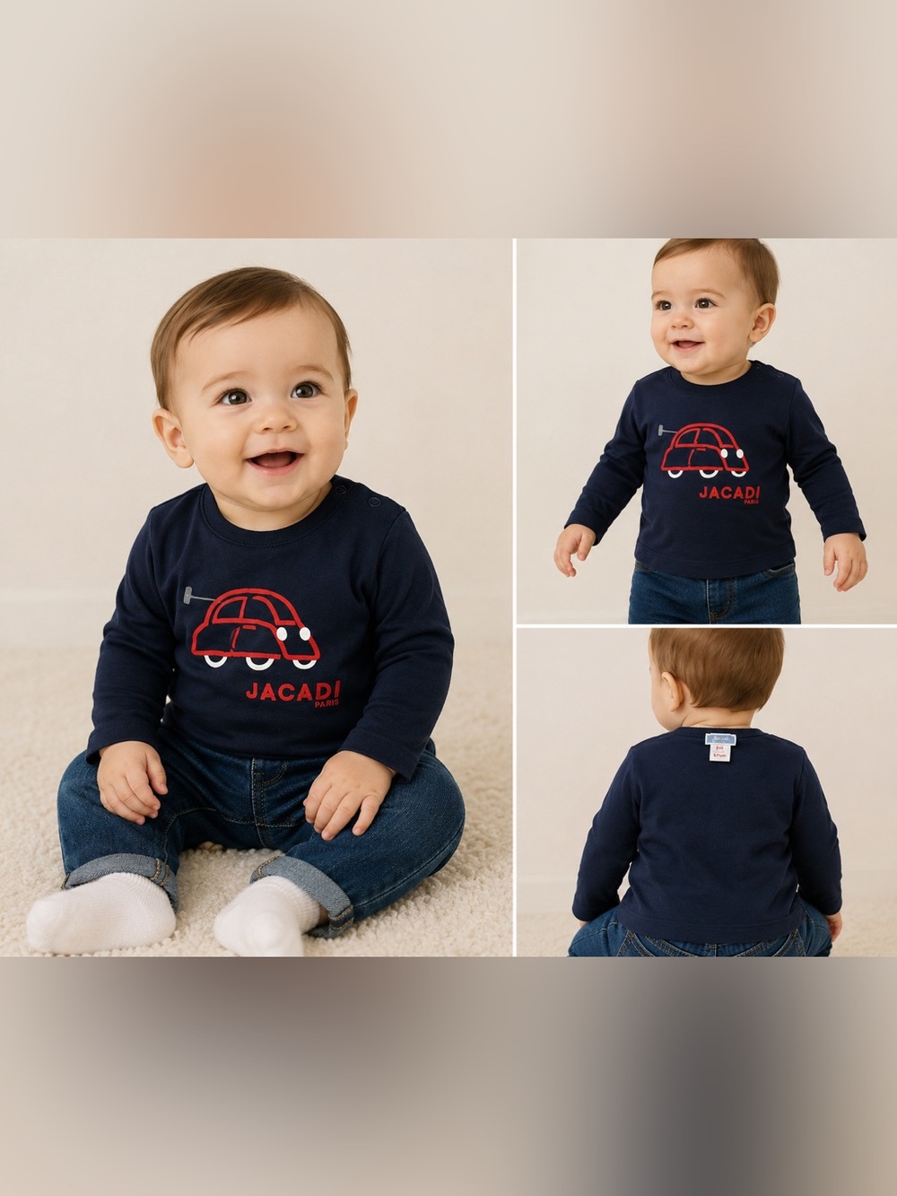 Jacadi Paris Graphic Long Sleeves TEE Kid’s 6 Months T-shirt Car Print